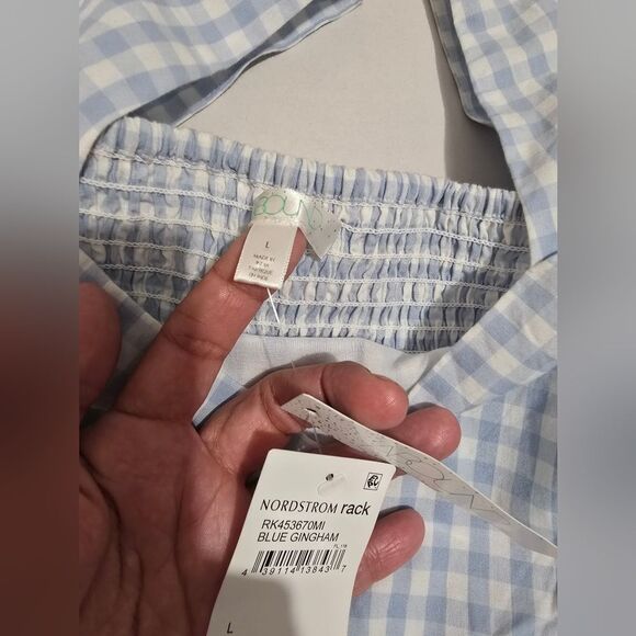 NWT Abound Gingham Puff Sleeves Blue Mini Dress Size Large - Picture 5 of 10